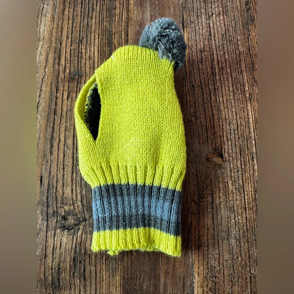 FRIENDS Bright Yellow and Gray Dog Knit Hat